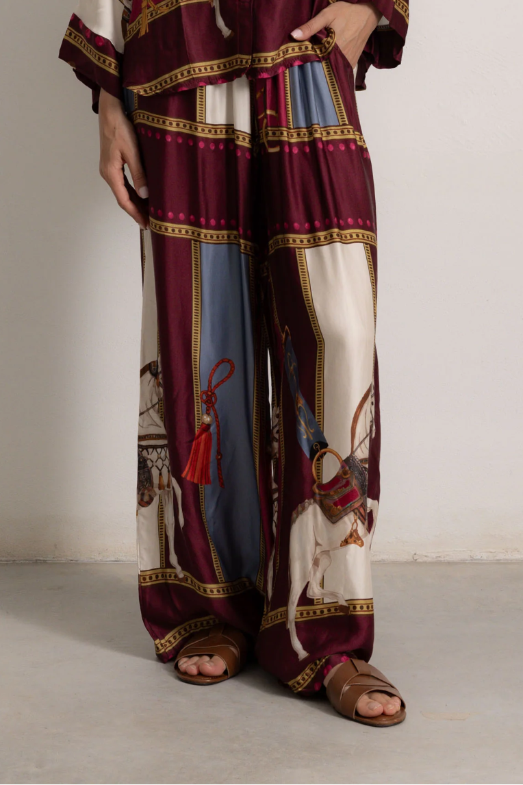 Cavalla Burgundy Bomber Silk Set