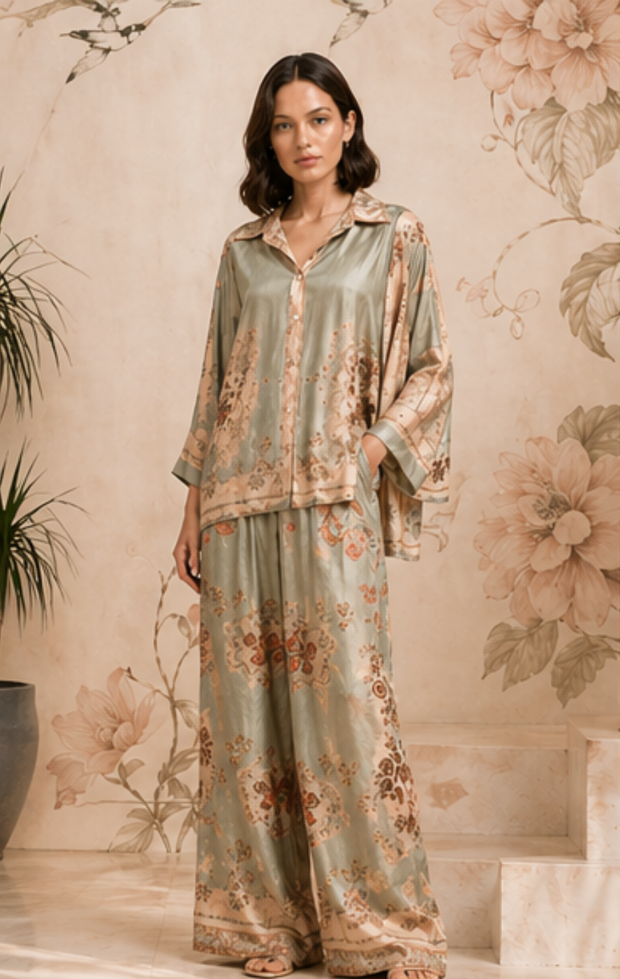 zimmermn Woman wearing a floral outfit in a room with decorative wall art