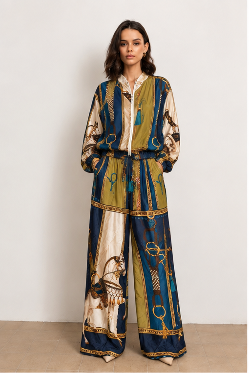 Cavalla Teal Silk Set