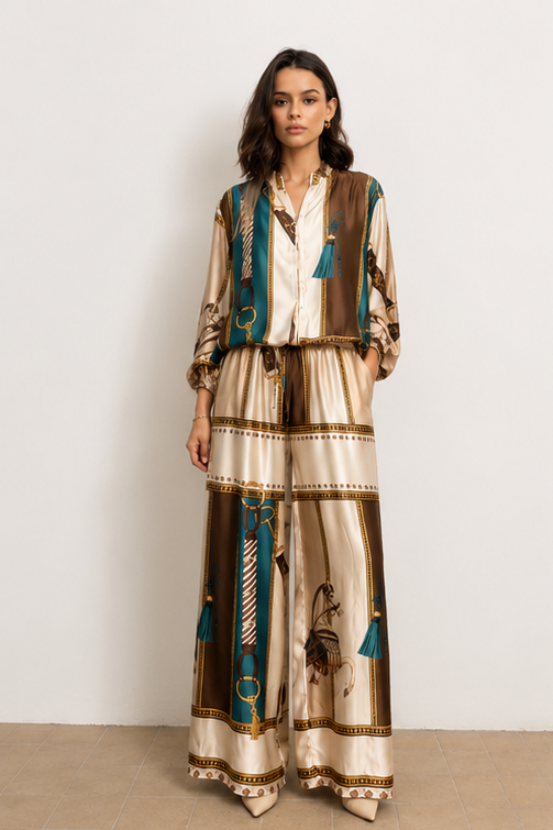 Cavalla Brown Silk Set