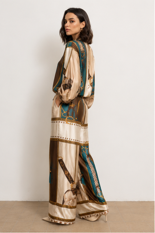 Cavalla Brown Silk Set