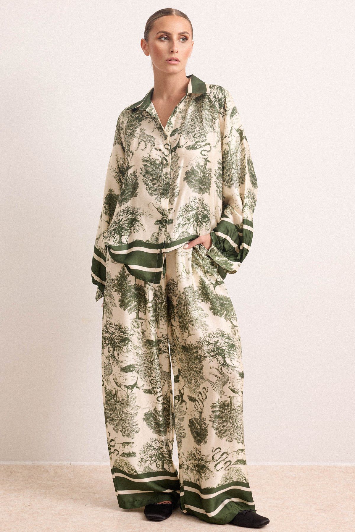 Florence Button Down Silk Set