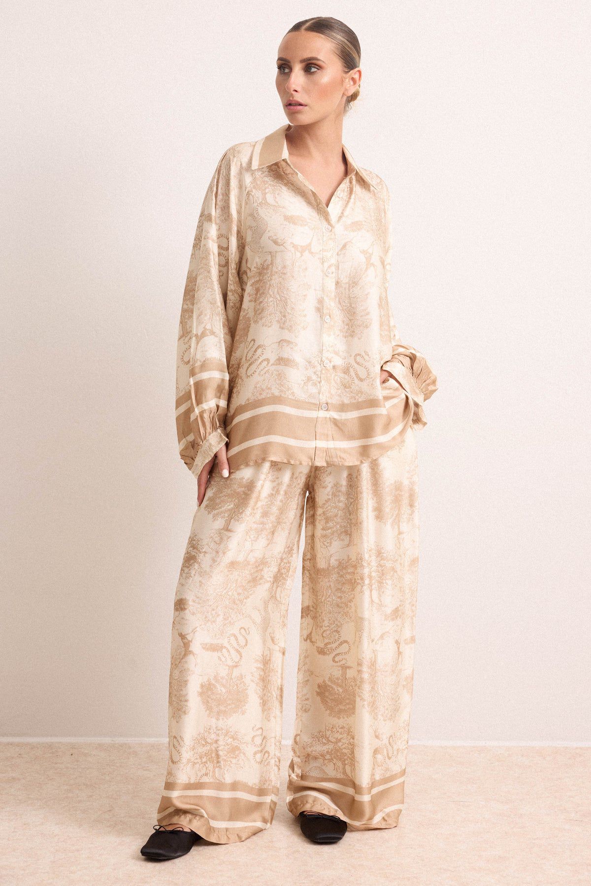 Florence Button Down Silk Set