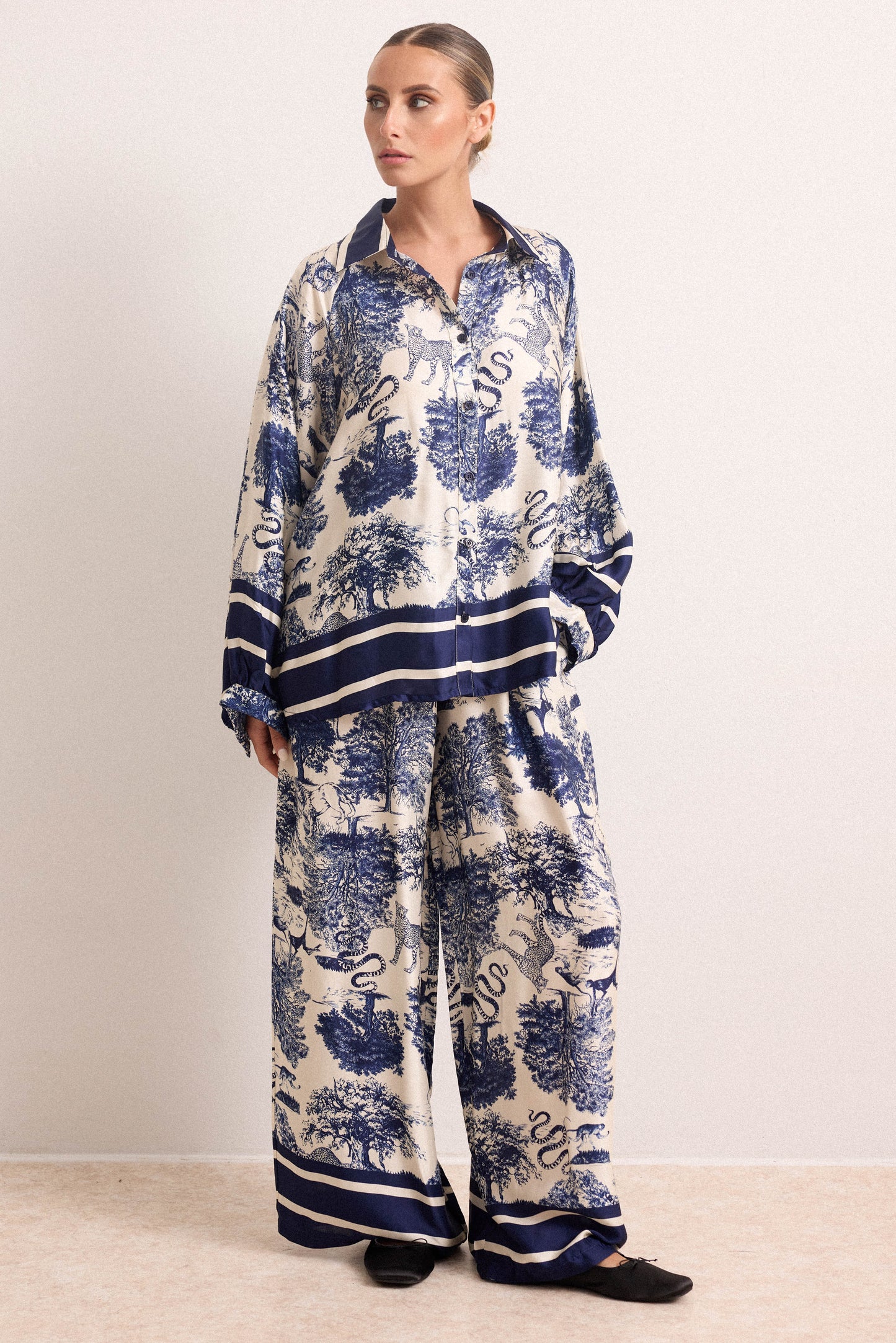 Florence Button Down Silk Set